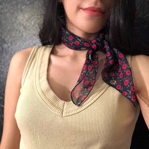 navy floral hair/neck scarf